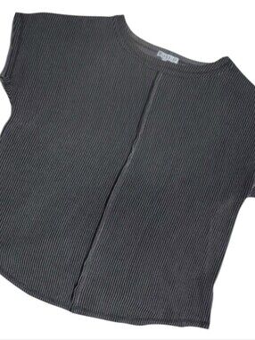 Blakeley Black Grey Striped Ribbed Knit Top Blouse Size 1X